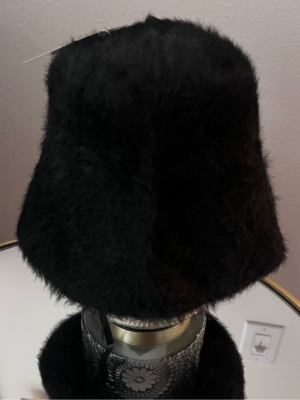 Forever 21 Black Faux Fur Bucket Hat